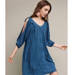 Anthropologie Holding Horses Leyton Blue Open Sleeve Swing Dress Medium